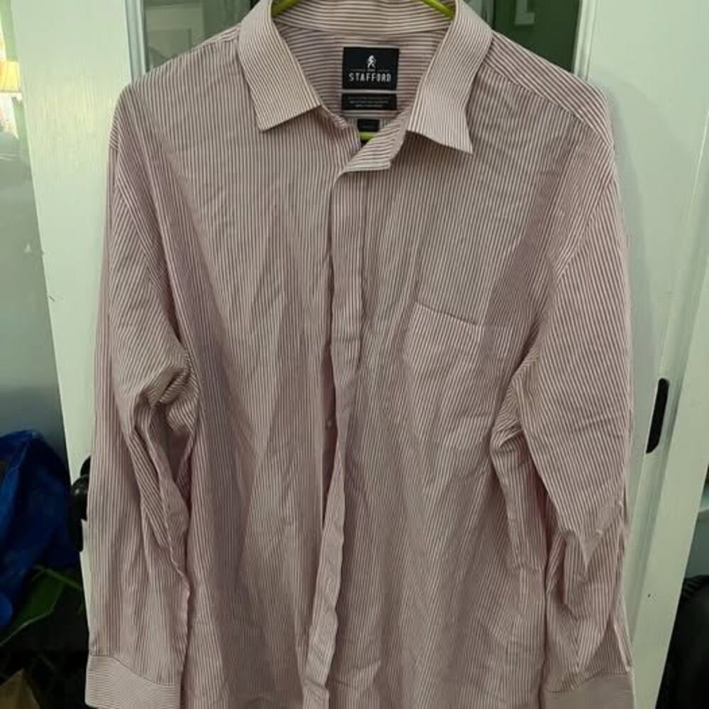 Stafford Easy Care Broadcloth Fitted Dress Shirt Size 17 34-35